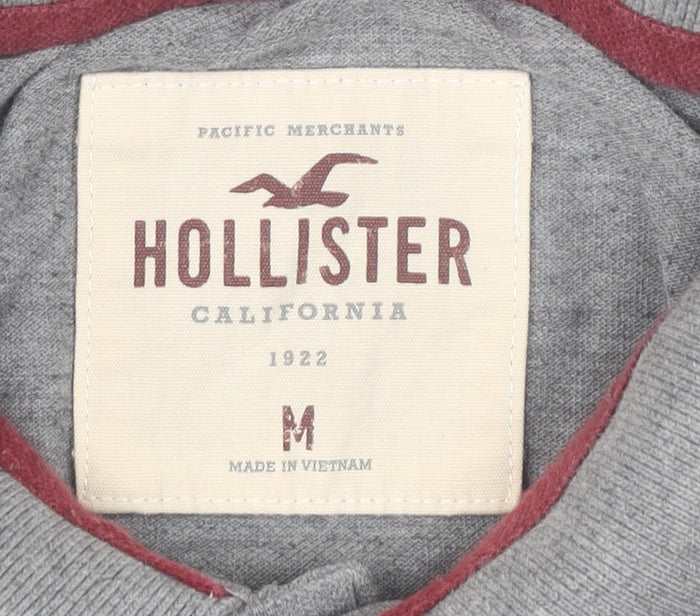 Hollister Men’s Grey Slim Fit Polo Shirt Size M Cotton Blend