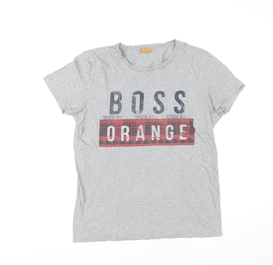 Hugo Boss Men’s Grey Cotton Graphic Logo T-Shirt Size S