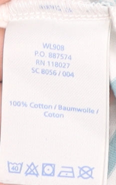 Boden Womens Blue White Striped Cotton T-Shirt UK 12 Short Sleeve