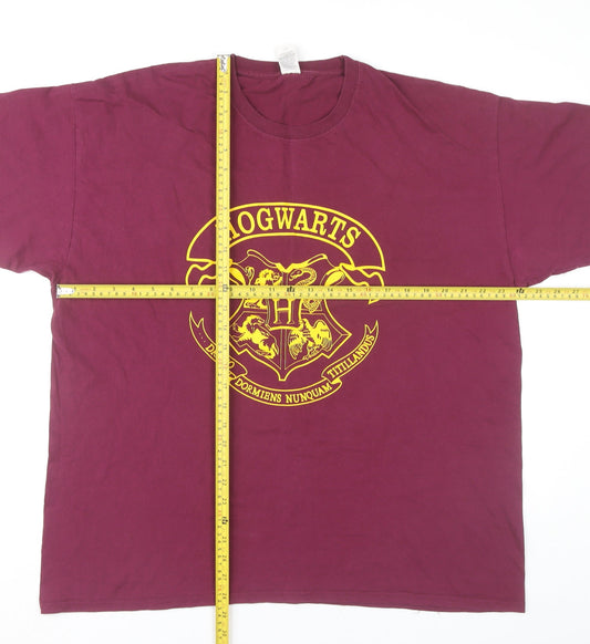 Harry Potter Men’s 2XL Purple Hogwarts Logo Graphic T-Shirt