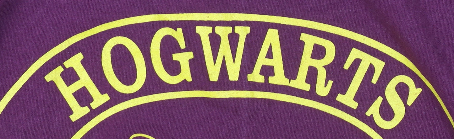 Harry Potter Men’s 2XL Purple Hogwarts Logo Graphic T-Shirt