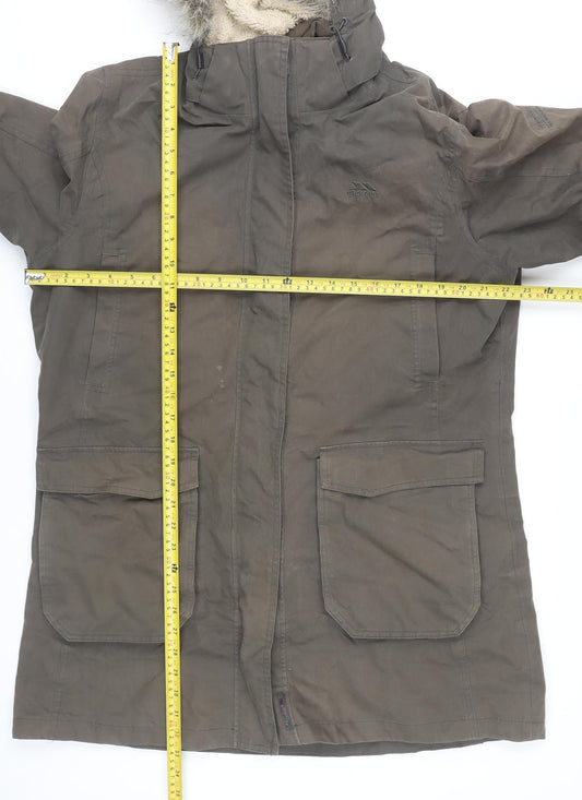 Trespass Womens Brown Parka Coat Size 16 Waterproof Hooded Winter Jacket