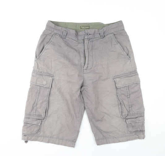 Lee Cooper Mens Grey Cargo Shorts Size 34 Cotton Pockets