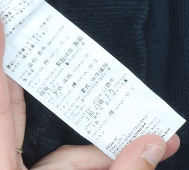 Puma Womens Black Hoodie Size 10 Pullover Logo Graphic Casual