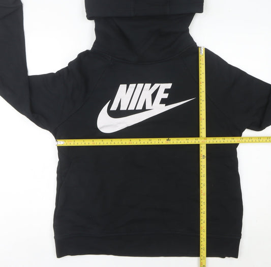 Nike Women’s Black Hoodie UK 12 Pullover Logo Cotton Blend