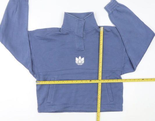 Adidas Womens Blue Size 6 1/4 Zip Sweatshirt Pullover Cotton Blend