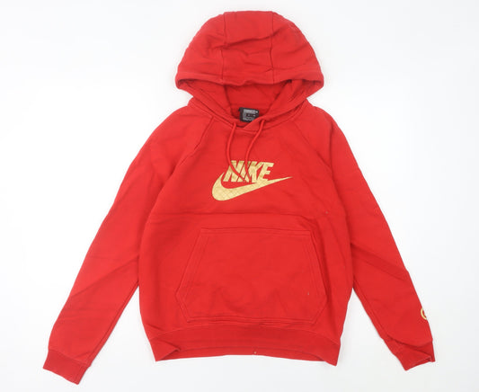 Womens UK 6 Regular Nike Red Pullover Hoodie