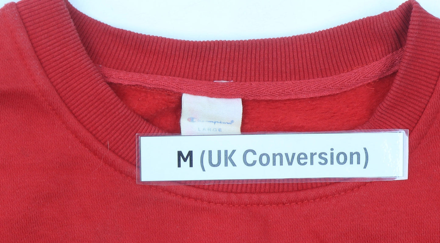 Champion Mens Red Pullover Sweatshirt Medium Crew Neck Long Sleeve