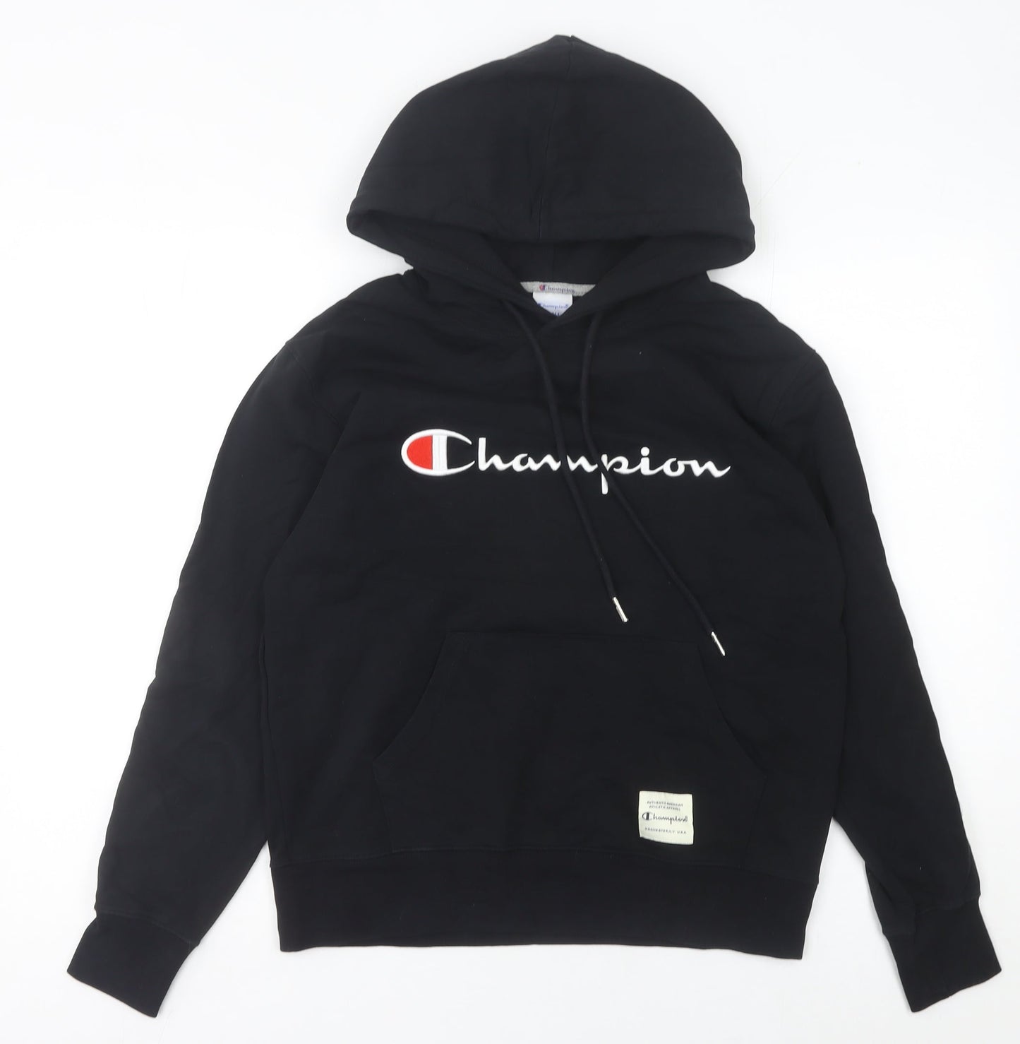 Champion Womens Black Hoodie Size 8 Small Logo Pullover Sweatshirt