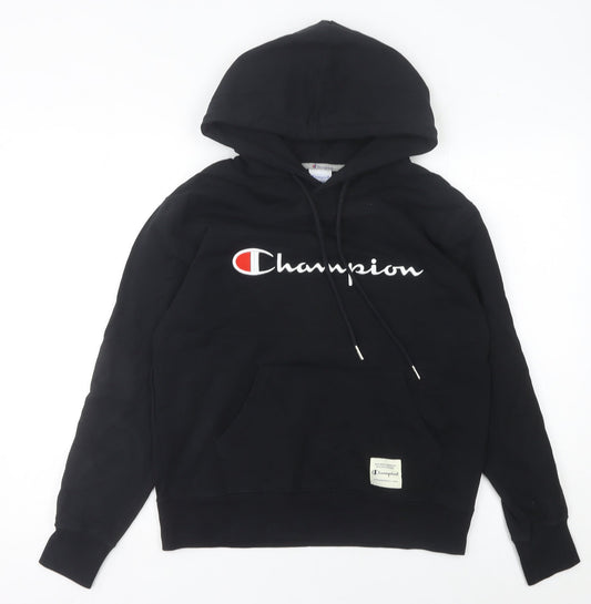 Champion Womens Black Hoodie Size 8 Small Logo Pullover Sweatshirt