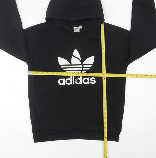 Adidas Mens Black Pullover Hoodie L Sports Logo Hooded Sweatshirt