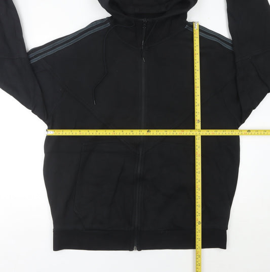 Adidas Men’s Black XL Full Zip Hoodie Cotton Blend Sportswear