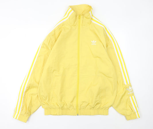 Adidas Mens Yellow Track Jacket Size L Lightweight Full Zip