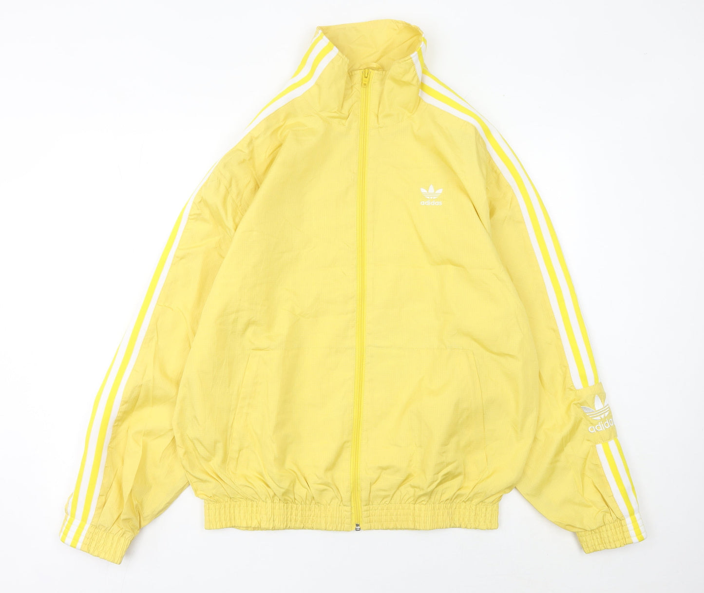 Adidas Mens Yellow Track Jacket Size L Lightweight Full Zip