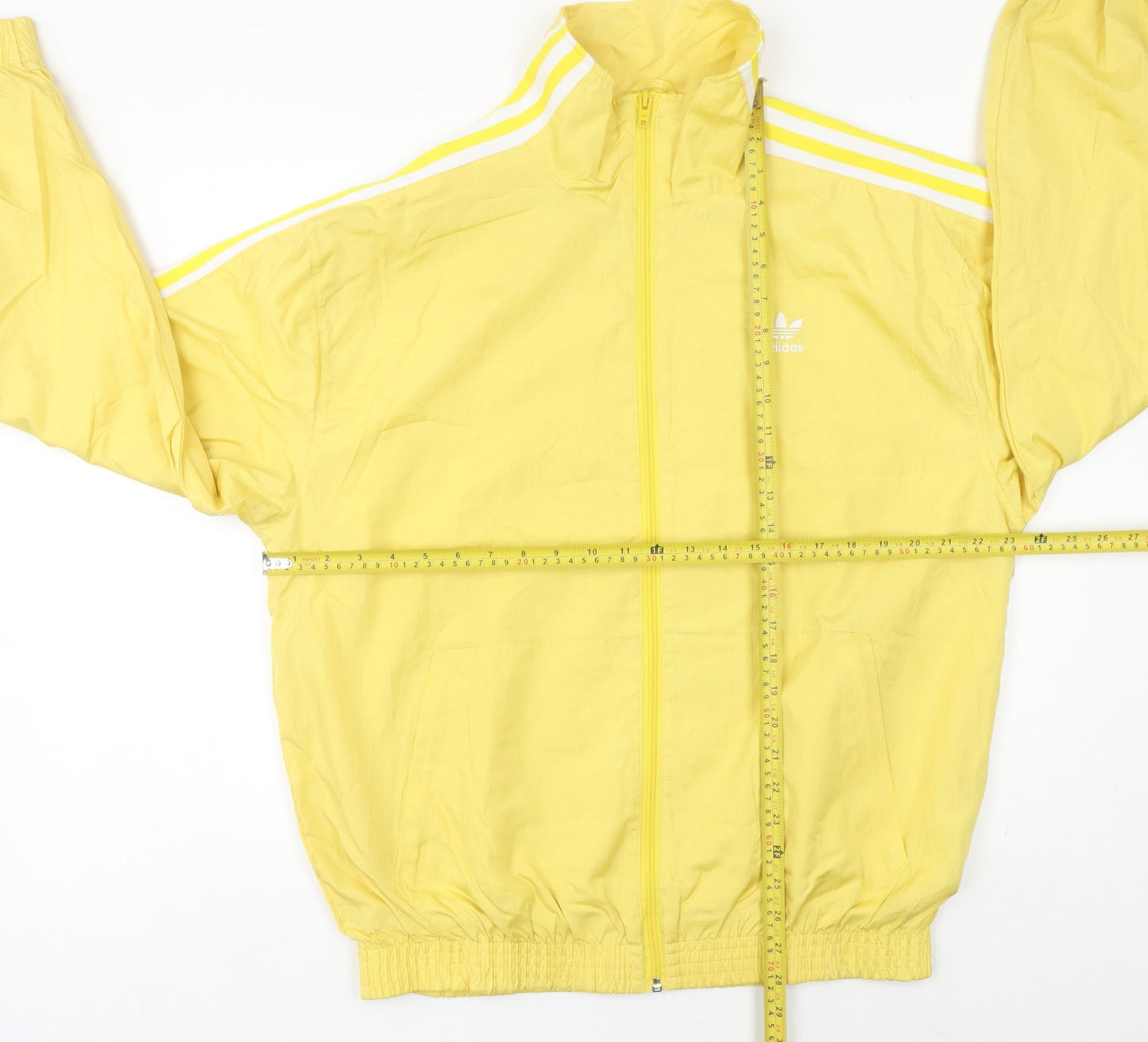 Adidas Mens Yellow Track Jacket Size L Lightweight Full Zip