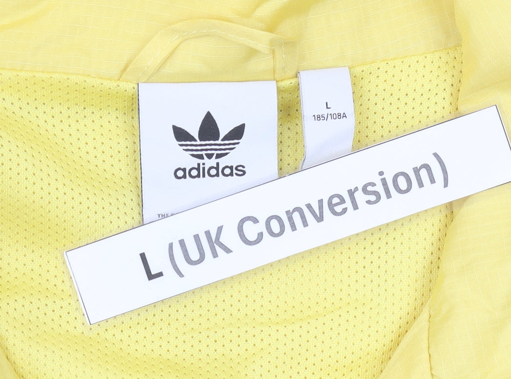 Adidas Mens Yellow Track Jacket Size L Lightweight Full Zip