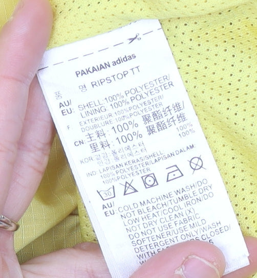 Adidas Mens Yellow Track Jacket Size L Lightweight Full Zip