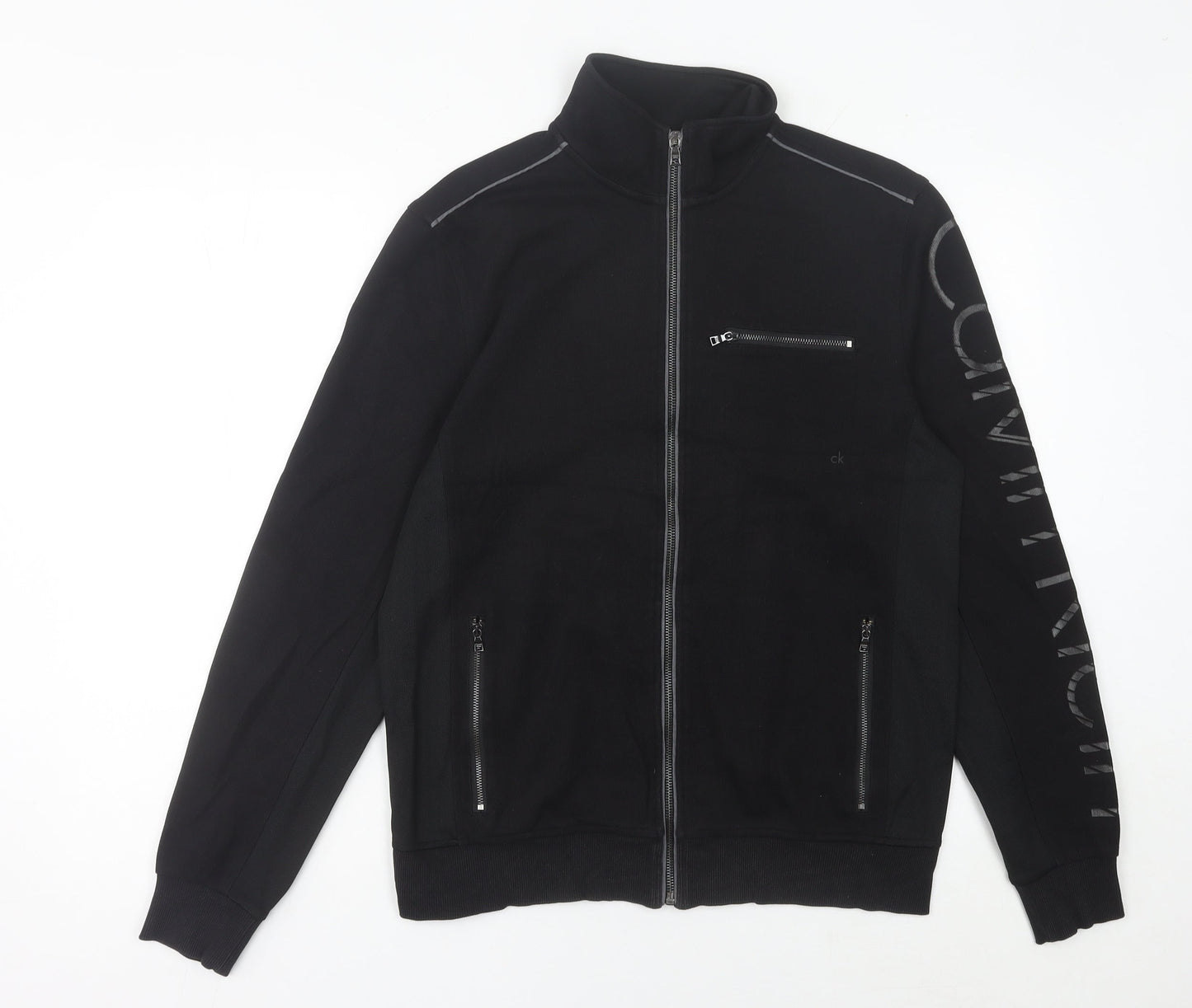 Calvin Klein Men's Black Medium Track Jacket Slim Fit Full Zip
