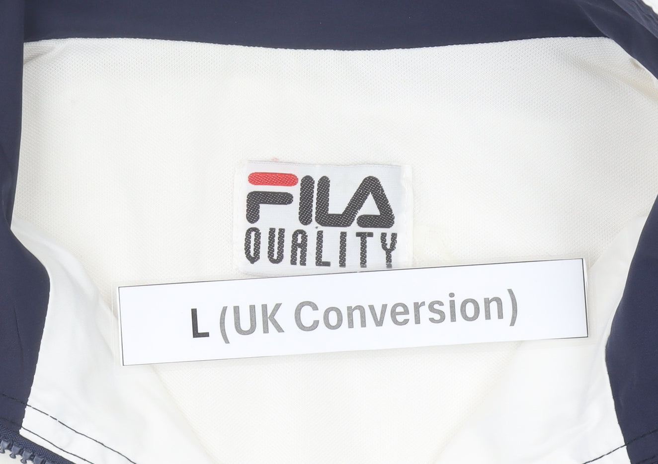 FILA Men’s White Red Blue Track Jacket L Retro Colourblock