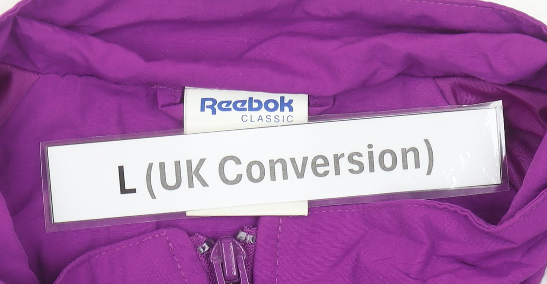 Reebok Men’s Purple Track Jacket L Nylon Sportswear Full Zip