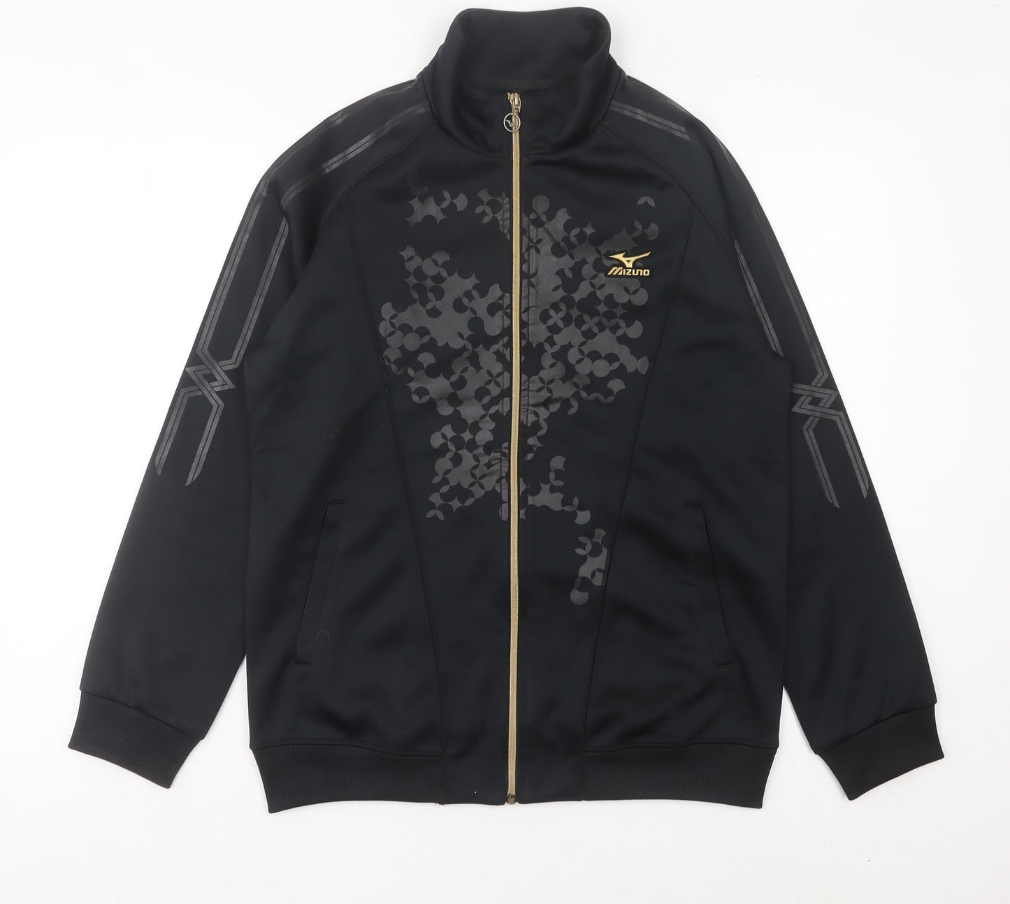 Mizuno Men’s Black Track Jacket Size L Full Zip Sportswear