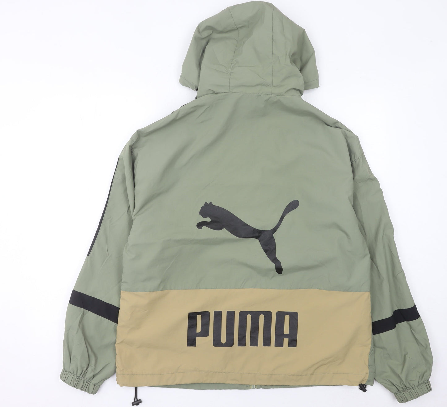 Puma Men’s Green Windbreaker Jacket Hooded M Regular Fit