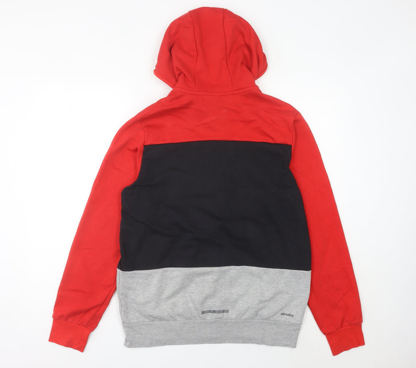 Adidas Mens L Red Black Grey Full Zip Hoodie Sweatshirt Sportswear