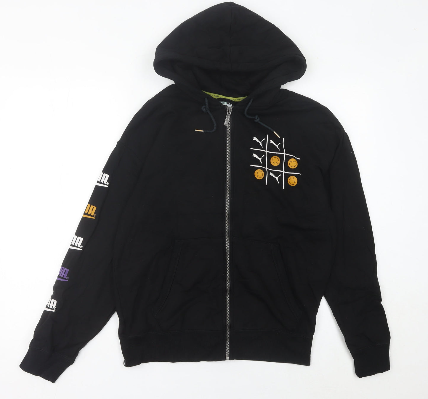 Puma Men’s Black Full Zip Hoodie Size S Graphic Logo Sportswear