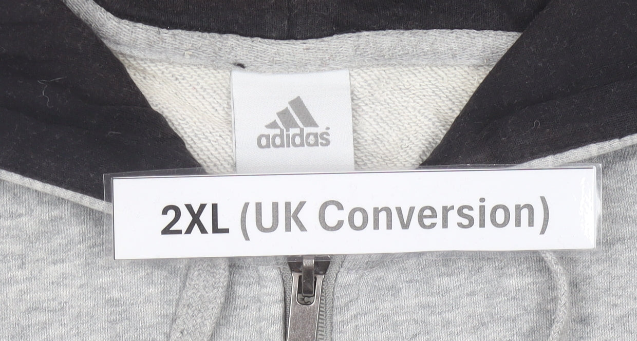 Adidas Mens Grey 2XL Sleeveless Full Zip Hoodie Vest