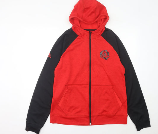 Adidas Men's Red Full Zip Hoodie Size L Sportswear Jacket