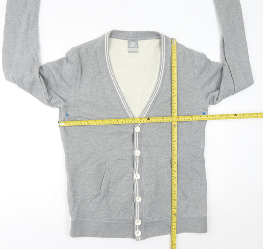 Nike Men's Grey Cotton Cardigan Jumper M Sportswear V-Neck
