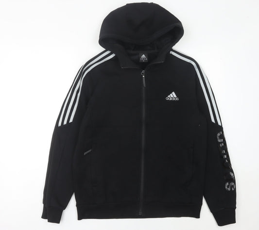Adidas Mens Black Full Zip Hoodie M Regular Fit Sportswear