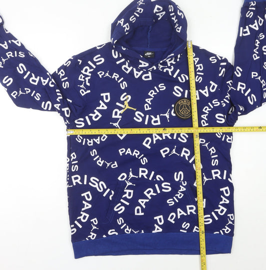 Nike PSG Paris Men's Blue L Pullover Hoodie Football Graphic Print