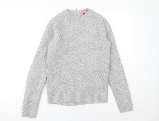 Ted Baker Women's Grey Cable-Knit Wool Blend Jumper Size 10