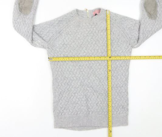 Ted Baker Women's Grey Cable-Knit Wool Blend Jumper Size 10
