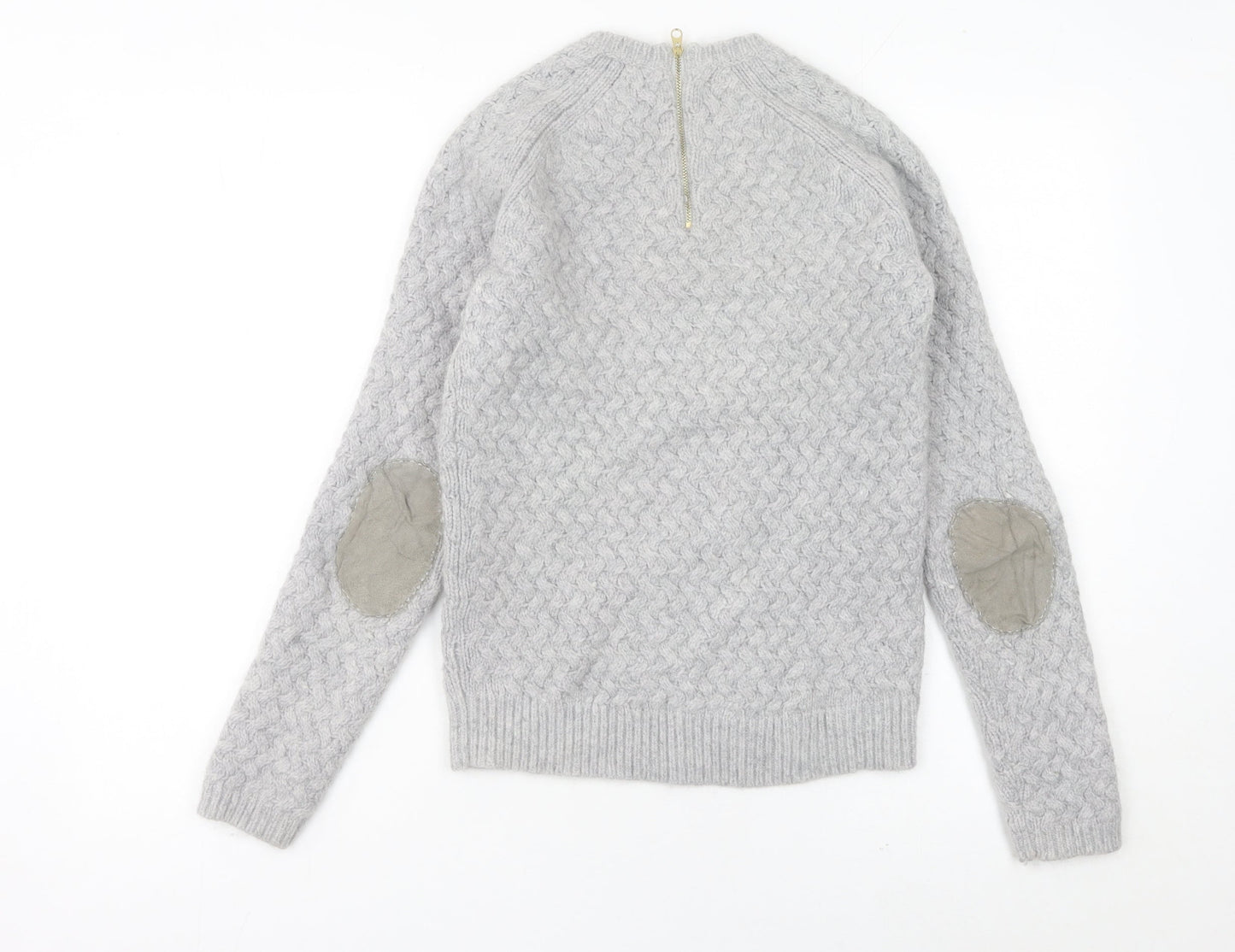 Ted Baker Women's Grey Cable-Knit Wool Blend Jumper Size 10
