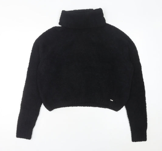 Hollister Womens Black L Roll Neck Pullover Jumper Long Sleeve Knit