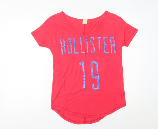 Hollister Women’s Red V-Neck Short Sleeve T-Shirt Size S