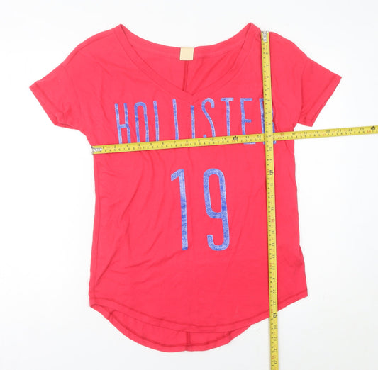 Hollister Women’s Red V-Neck Short Sleeve T-Shirt Size S