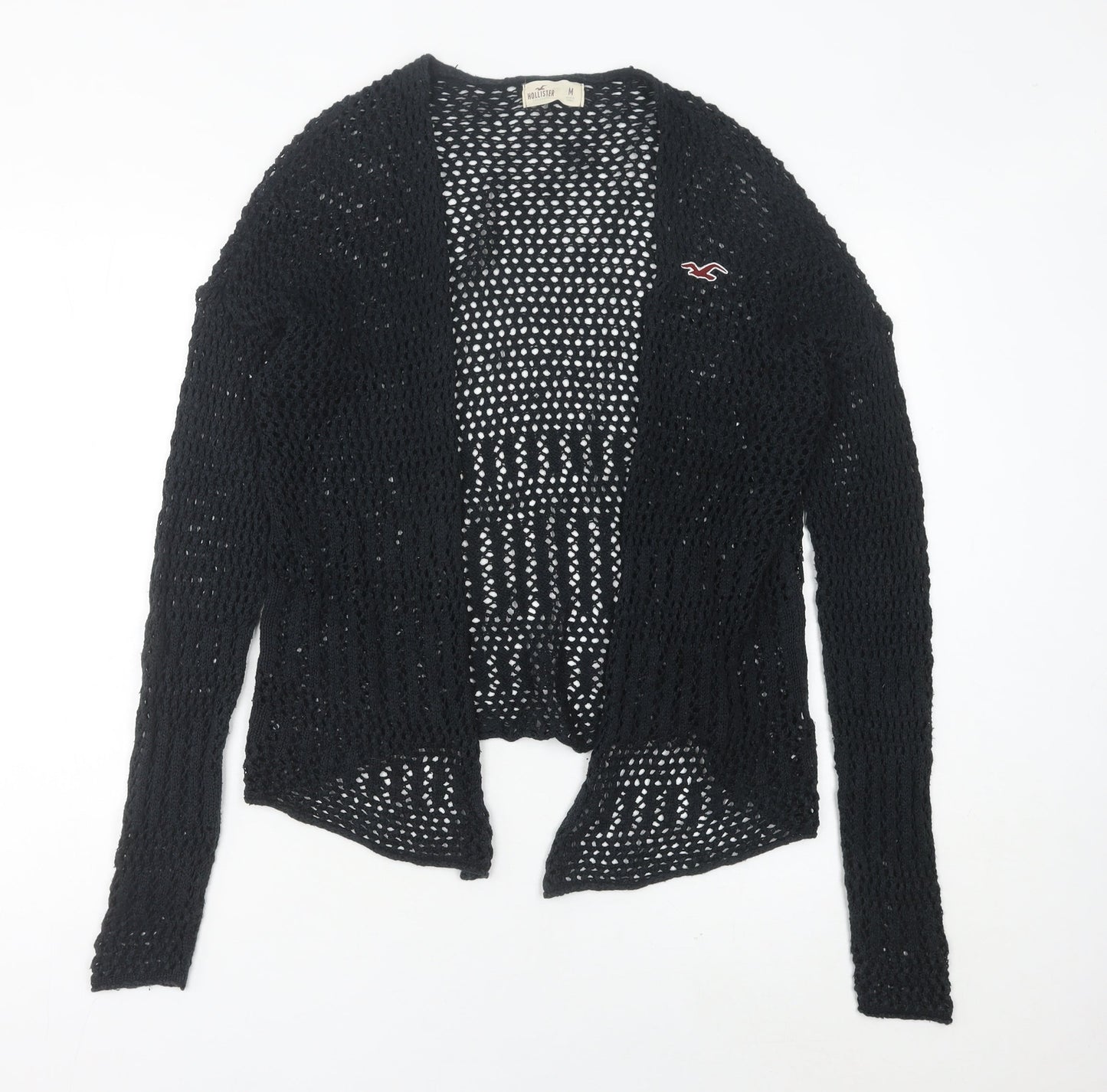 Hollister Womens Black Open Knit Cardigan Medium Long Sleeve Casual