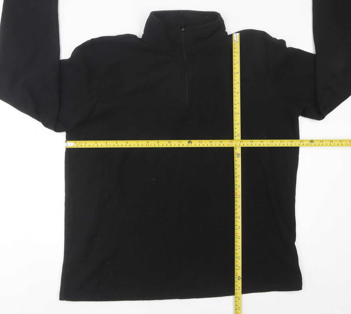 Mountain Warehouse Mens Black Fleece Sweatshirt L 1/4 Zip Pullover Hiking