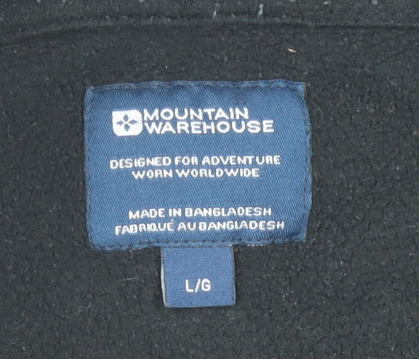 Mountain Warehouse Mens Black Fleece Sweatshirt L 1/4 Zip Pullover Hiking