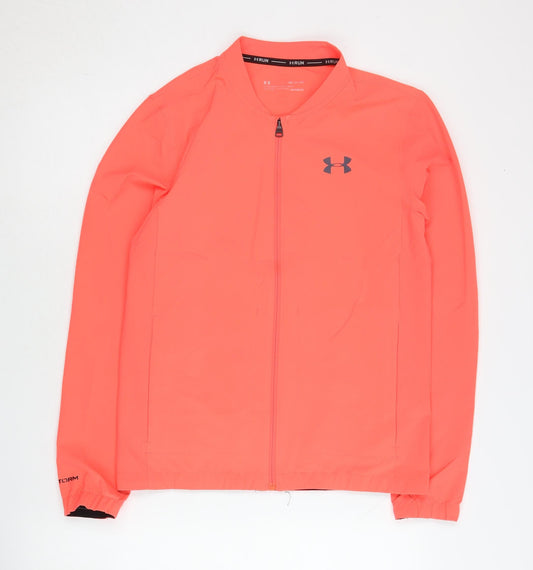 Under Armour Womens Orange S Slim Fit Windbreaker Running Jacket