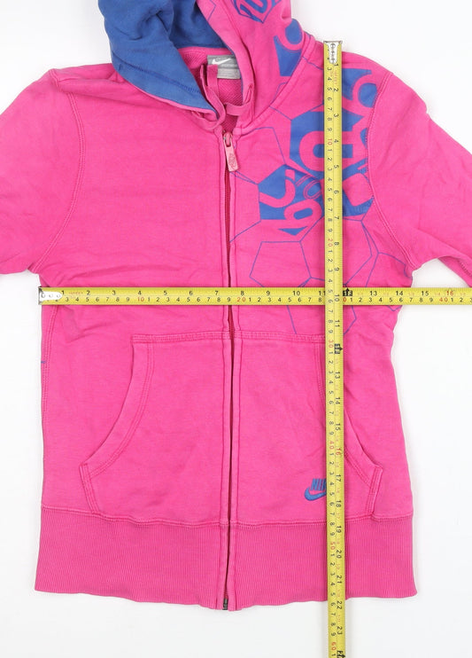 Nike Womens Pink Full Zip Hoodie Size S Regular Graphic Logo Sportswear