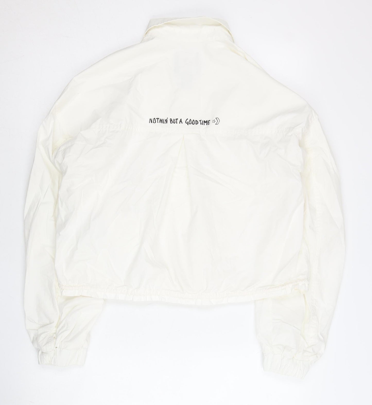 Converse Women’s White Cotton Cropped Jacket Size 12 Collared Casual