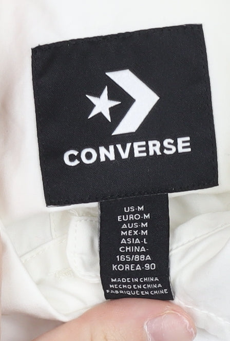 Converse Women’s White Cotton Cropped Jacket Size 12 Collared Casual