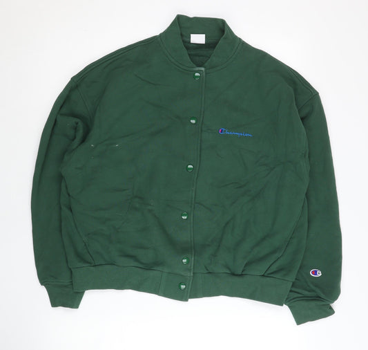Champion Women’s Green Varsity Jacket M Cotton Blend Casual