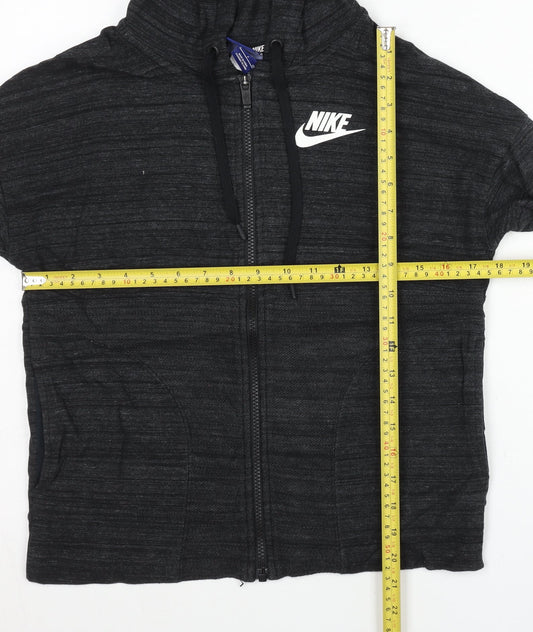 Nike Womens Black Small Full Zip Hoodie Sweatshirt Rayon Blend