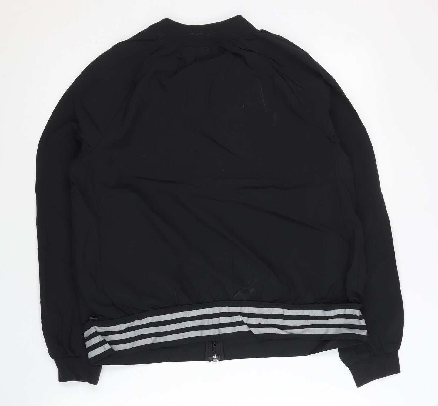 Adidas Womens Black Size 14 Track Jacket Nylon Elastane Full Zip