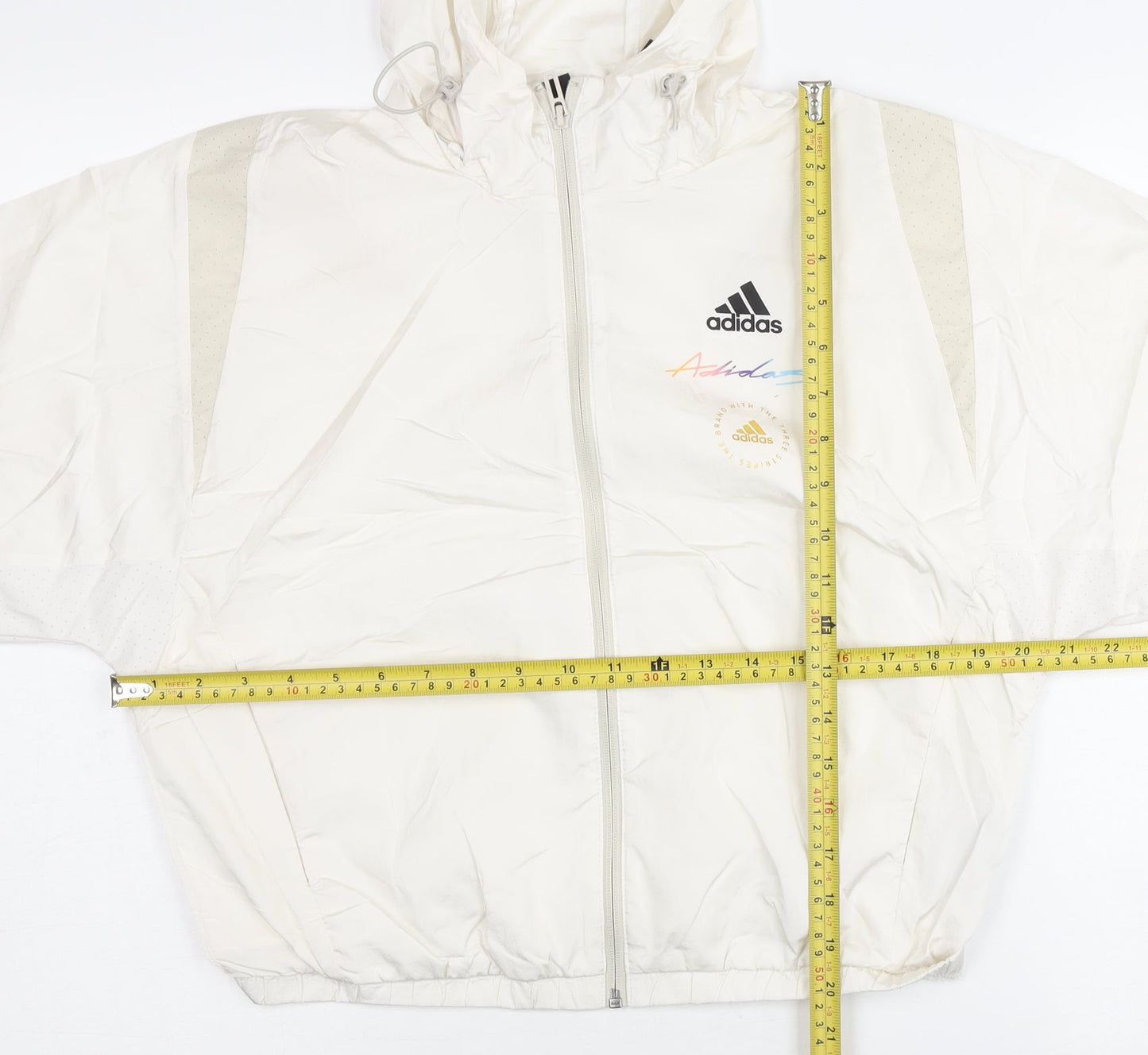 Adidas Women’s White Size 10 Windbreaker Jacket Full Zip Hooded Lightweight